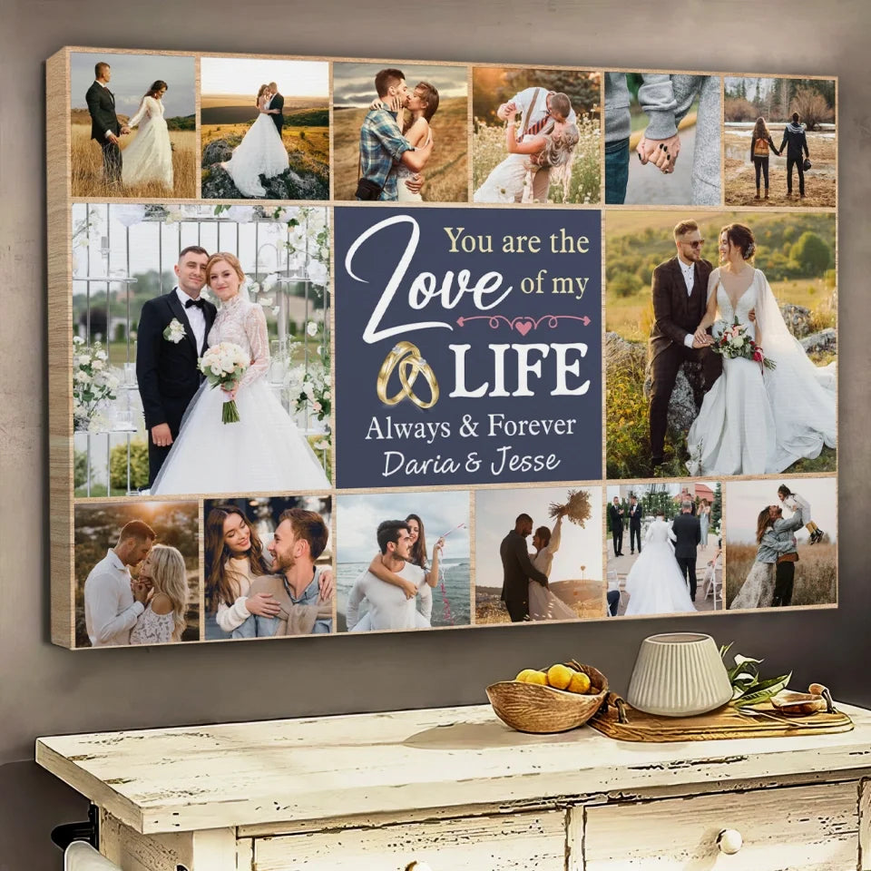 Couple Wedding Personalized Canvas Prints - Custom Photo & Text - 5 Sizes - Custom Wedding Memories Collage, Love of My Life  - Dem Canvas