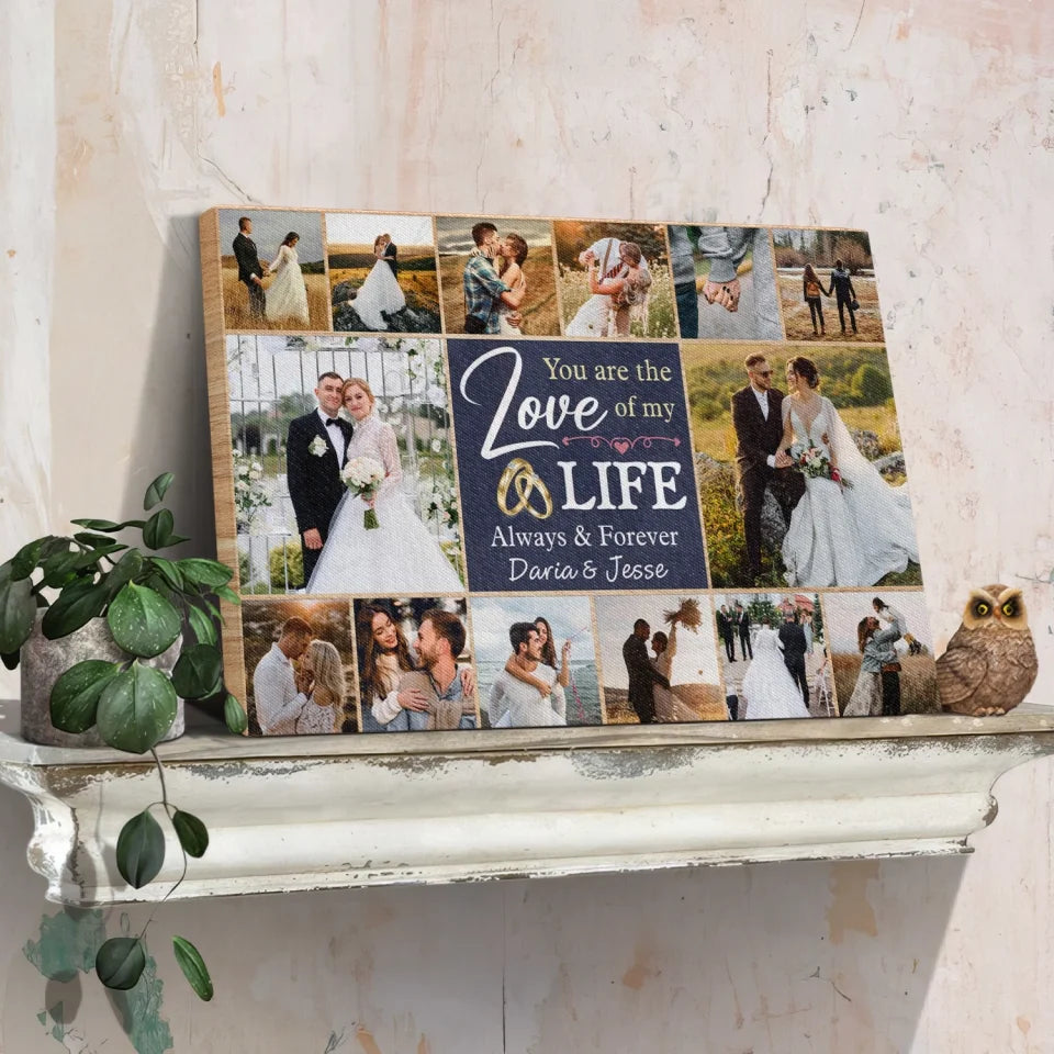 Couple Wedding Personalized Canvas Prints - Custom Photo & Text - 5 Sizes - Custom Wedding Memories Collage, Love of My Life  - Dem Canvas