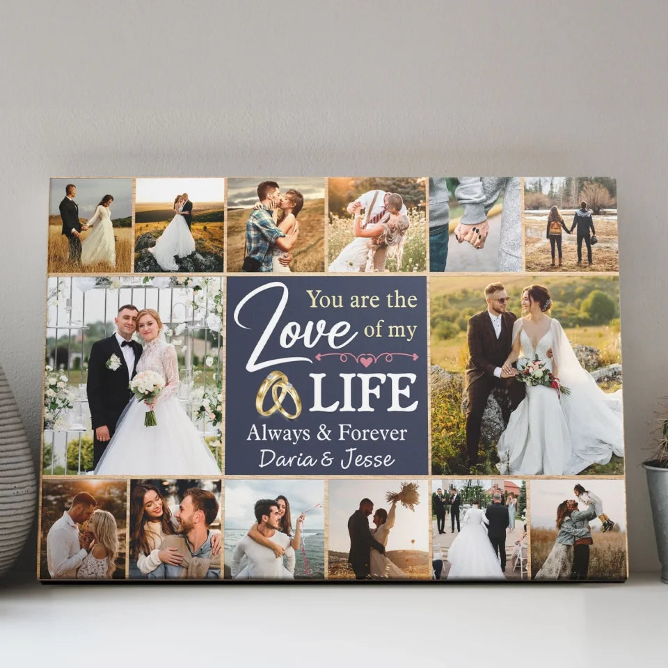 Couple Wedding Personalized Canvas Prints - Custom Photo & Text - 5 Sizes - Custom Wedding Memories Collage, Love of My Life  - Dem Canvas