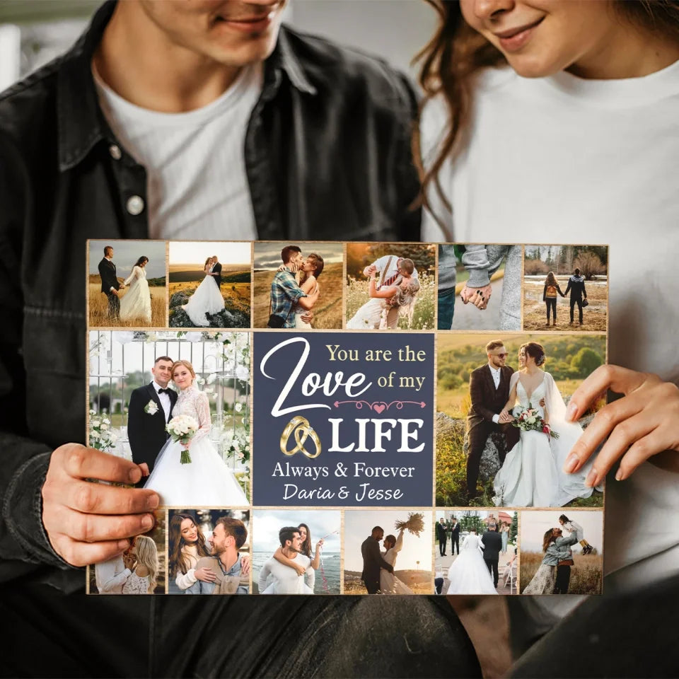 Couple Wedding Personalized Canvas Prints - Custom Photo & Text - 5 Sizes - Custom Wedding Memories Collage, Love of My Life  - Dem Canvas