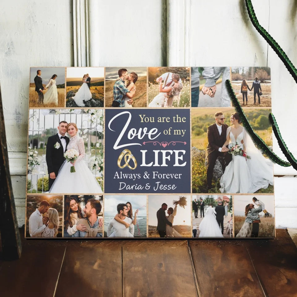 Couple Wedding Personalized Canvas Prints - Custom Photo & Text - 5 Sizes - Custom Wedding Memories Collage, Love of My Life  - Dem Canvas