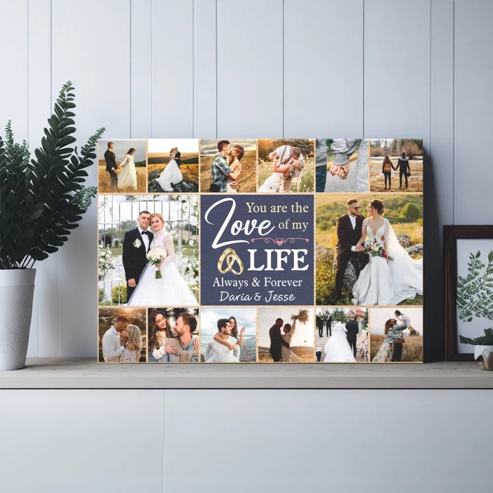Couple Wedding Personalized Canvas Prints - Custom Photo & Text - 5 Sizes - Custom Wedding Memories Collage, Love of My Life  - Dem Canvas
