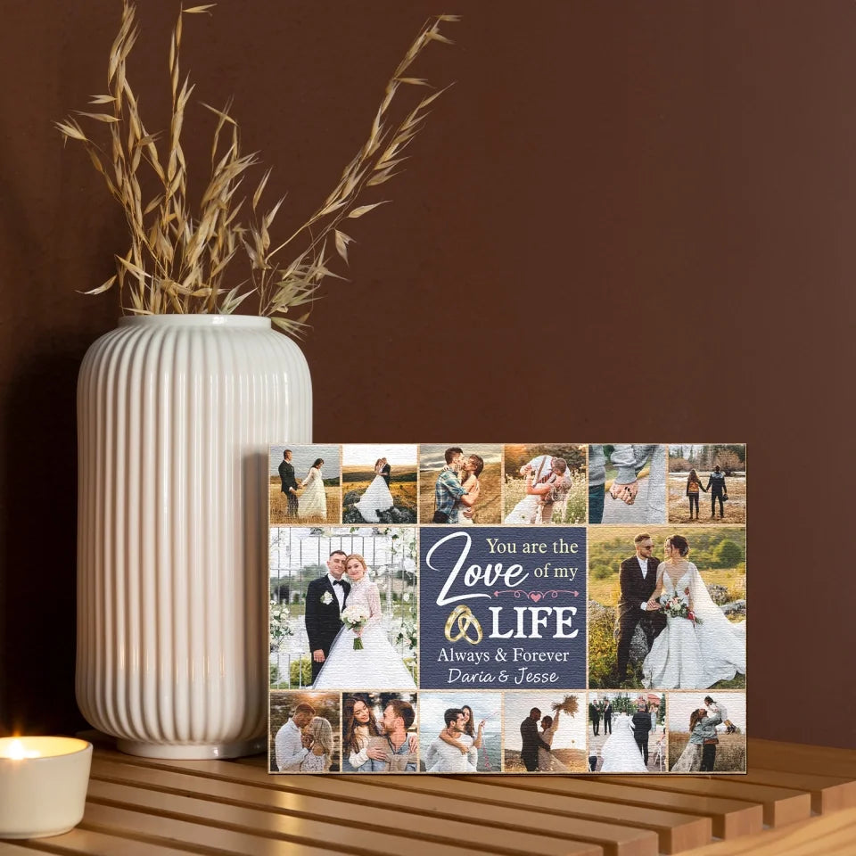 Couple Wedding Personalized Canvas Prints - Custom Photo & Text - 5 Sizes - Custom Wedding Memories Collage, Love of My Life  - Dem Canvas