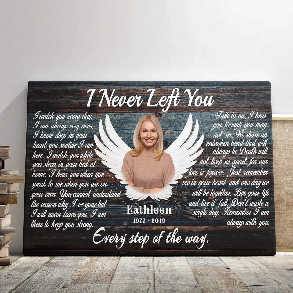 Personalized Canvas Prints, Custom Photo, Memorial Gifts, Sympathy Gifts, Angel Wings I Never Left You Love Dem Canvas