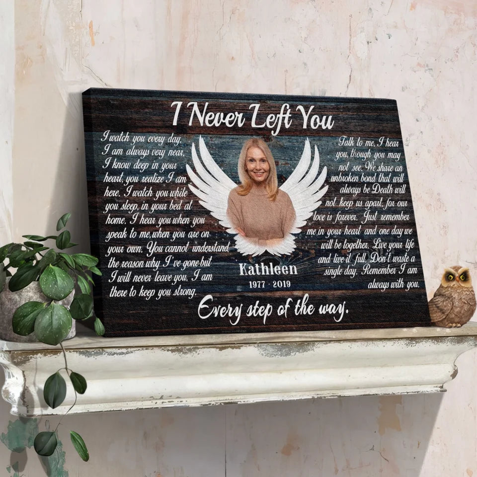 Personalized Canvas Prints, Custom Photo, Memorial Gifts, Sympathy Gifts, Angel Wings I Never Left You Love Dem Canvas