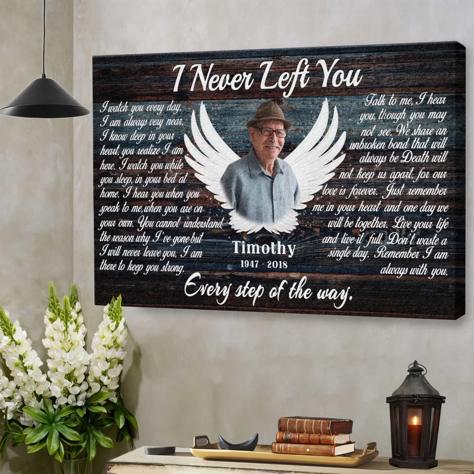 Personalized Canvas Prints, Custom Photo, Memorial Gifts, Sympathy Gifts, Angel Wings I Never Left You Love Dem Canvas