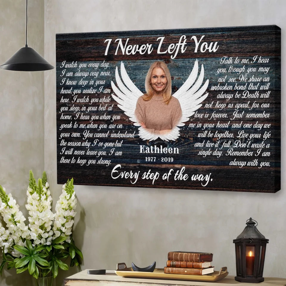 Personalized Canvas Prints, Custom Photo, Memorial Gifts, Sympathy Gifts, Angel Wings I Never Left You Love Dem Canvas