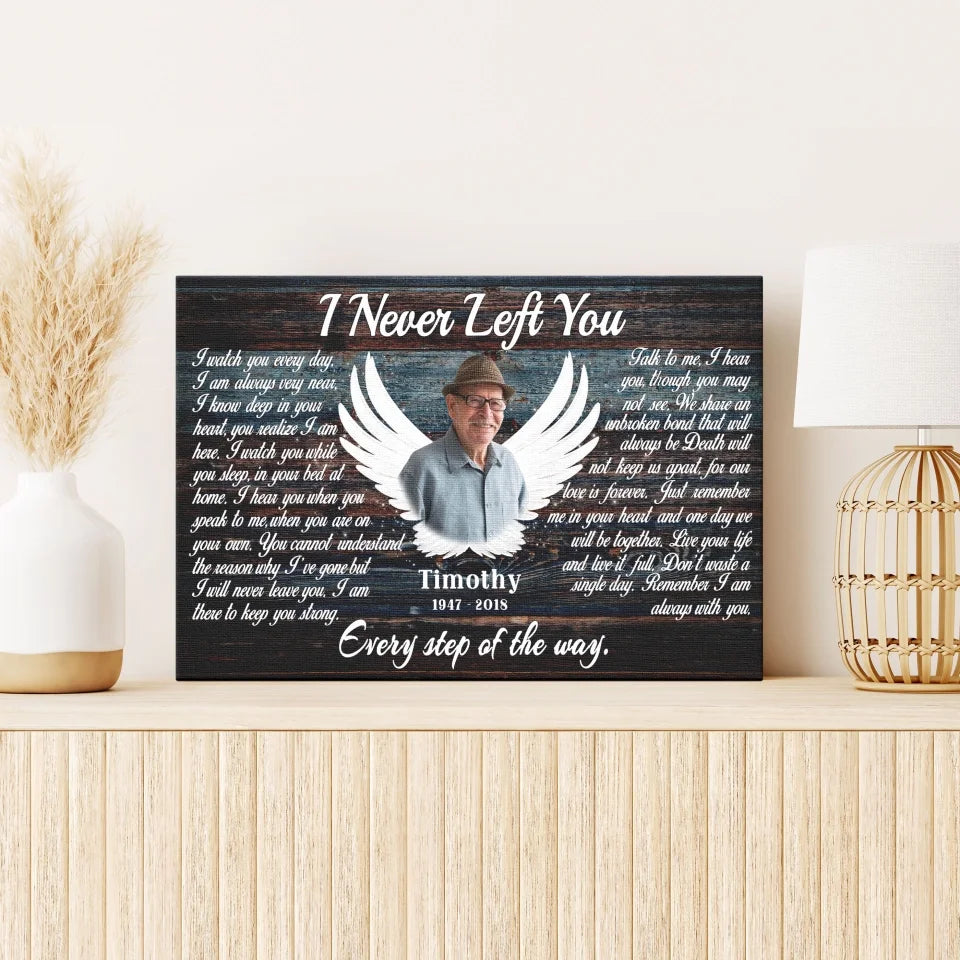 Personalized Canvas Prints, Custom Photo, Memorial Gifts, Sympathy Gifts, Angel Wings I Never Left You Love Dem Canvas