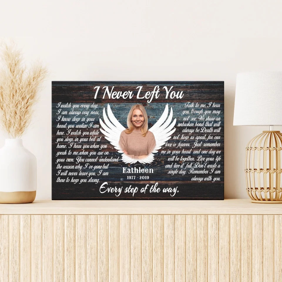 Personalized Canvas Prints, Custom Photo, Memorial Gifts, Sympathy Gifts, Angel Wings I Never Left You Love Dem Canvas