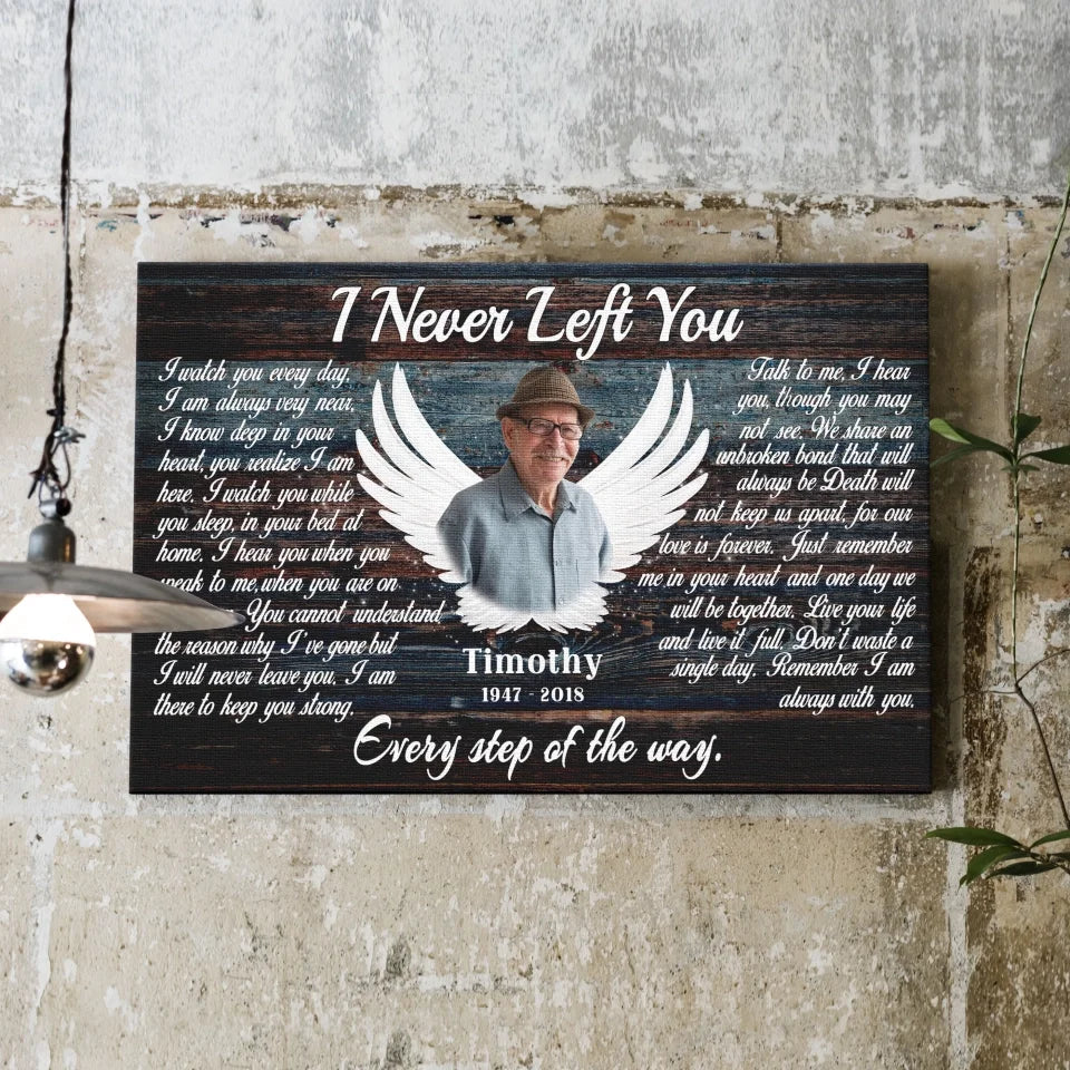 Personalized Canvas Prints, Custom Photo, Memorial Gifts, Sympathy Gifts, Angel Wings I Never Left You Love Dem Canvas