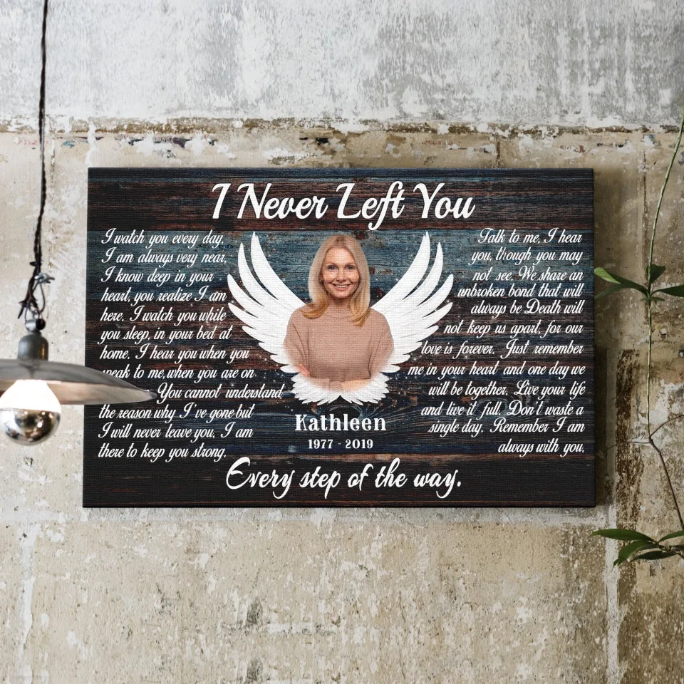 Personalized Canvas Prints, Custom Photo, Memorial Gifts, Sympathy Gifts, Angel Wings I Never Left You Love Dem Canvas