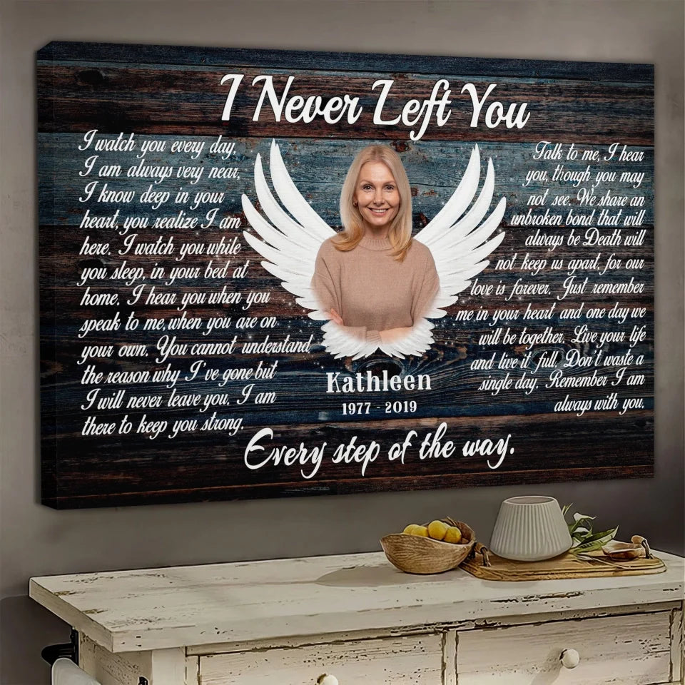 Personalized Canvas Prints, Custom Photo, Memorial Gifts, Sympathy Gifts, Angel Wings I Never Left You Love Dem Canvas