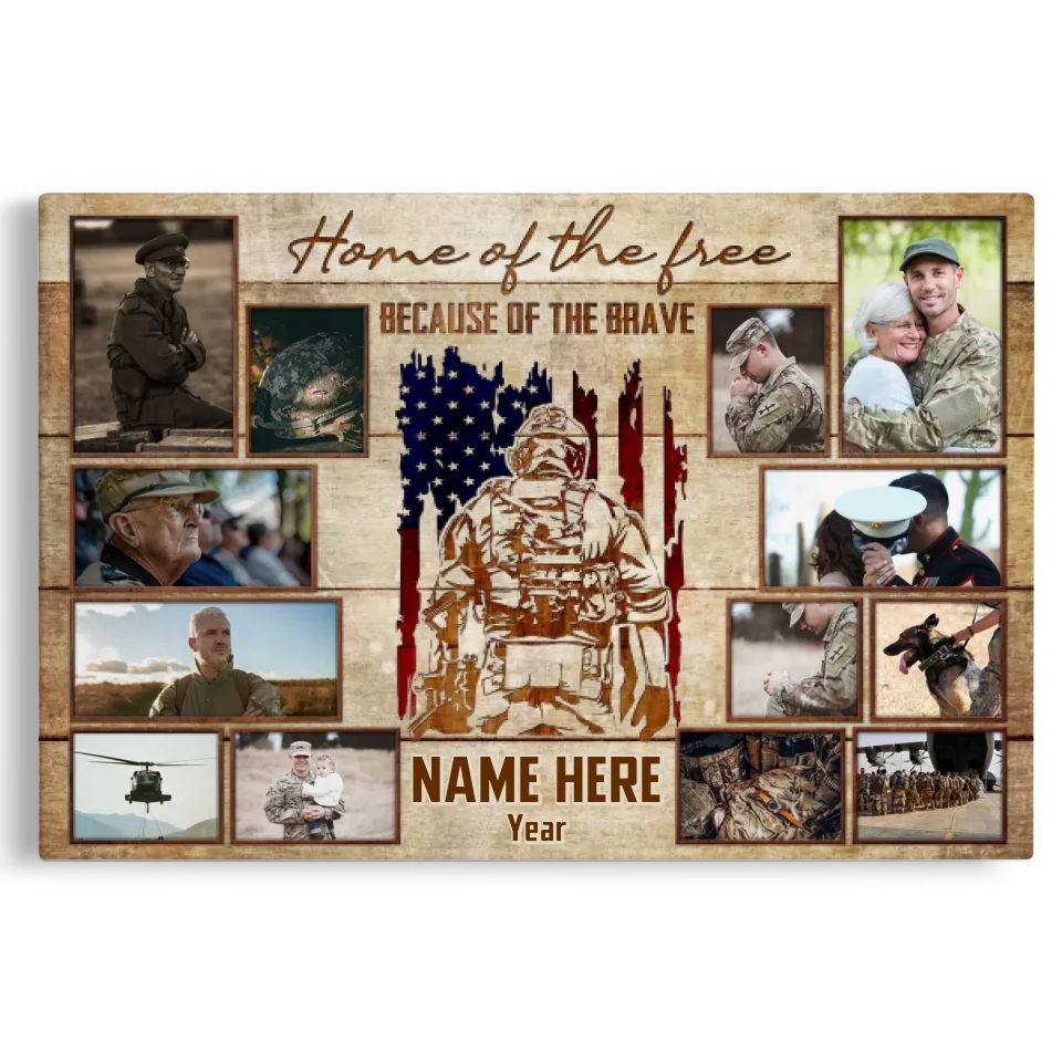 Personalized Photo Canvas Prints, Custom Photos, Gift For Veterans, Army Soldiers, Dad Or Grandpa Memorial Gifts, Father's Day Canvas