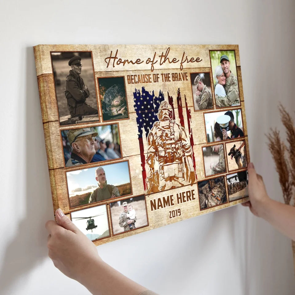 Personalized Photo Canvas Prints, Custom Photos, Gift For Veterans, Army Soldiers, Dad Or Grandpa Memorial Gifts, Father's Day Canvas