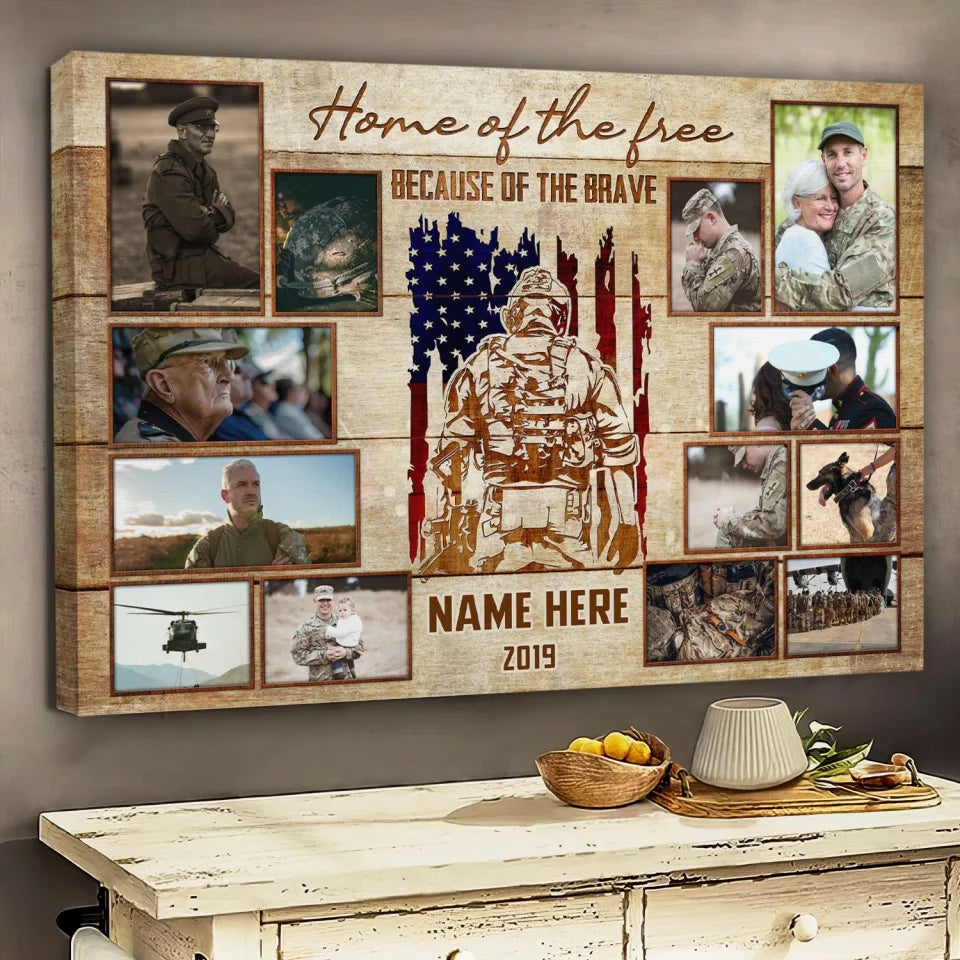 Personalized Photo Canvas Prints, Custom Photos, Gift For Veterans, Army Soldiers, Dad Or Grandpa Memorial Gifts, Father's Day Canvas