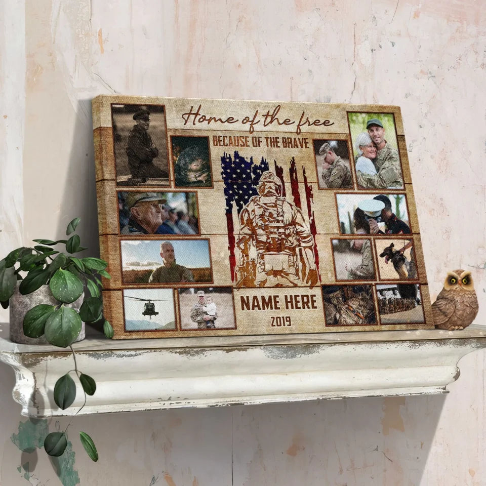 Personalized Photo Canvas Prints, Custom Photos, Gift For Veterans, Army Soldiers, Dad Or Grandpa Memorial Gifts, Father's Day Canvas