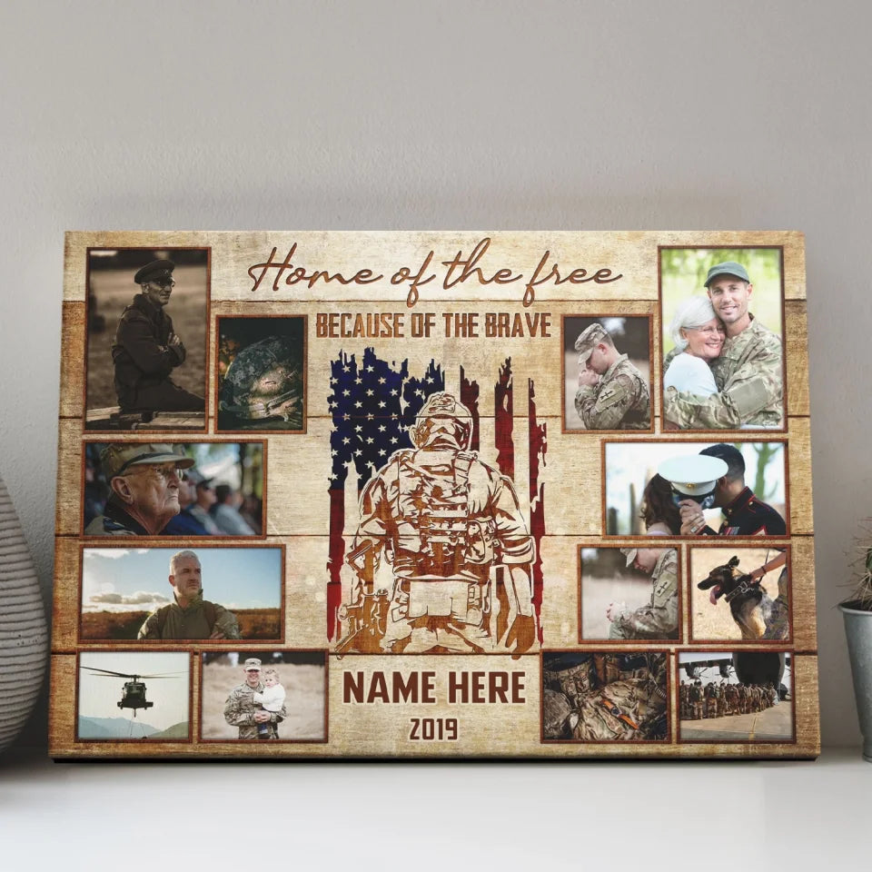 Personalized Photo Canvas Prints, Custom Photos, Gift For Veterans, Army Soldiers, Dad Or Grandpa Memorial Gifts, Father's Day Canvas