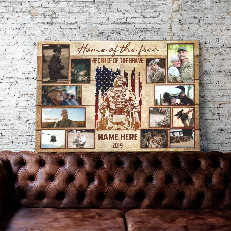 Personalized Photo Canvas Prints, Custom Photos, Gift For Veterans, Army Soldiers, Dad Or Grandpa Memorial Gifts, Father's Day Canvas