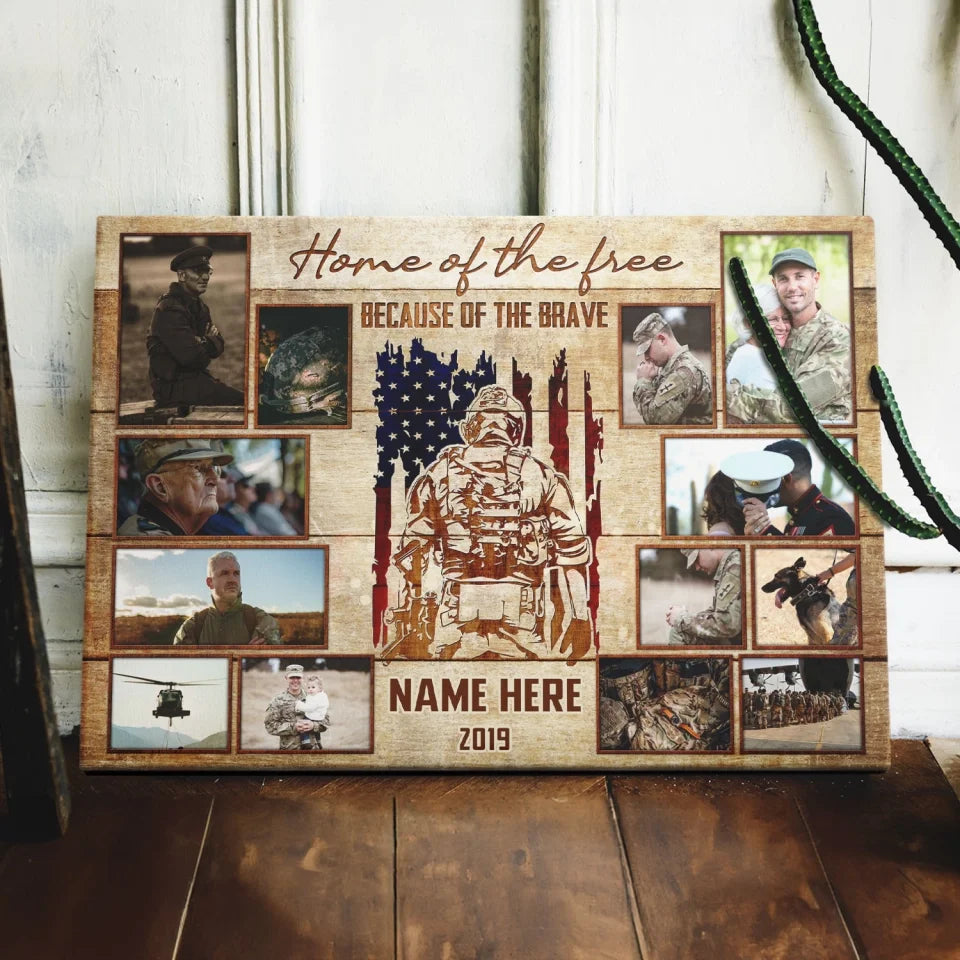 Personalized Photo Canvas Prints, Custom Photos, Gift For Veterans, Army Soldiers, Dad Or Grandpa Memorial Gifts, Father's Day Canvas