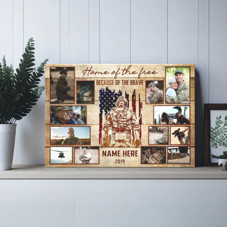 Personalized Photo Canvas Prints, Custom Photos, Gift For Veterans, Army Soldiers, Dad Or Grandpa Memorial Gifts, Father's Day Canvas