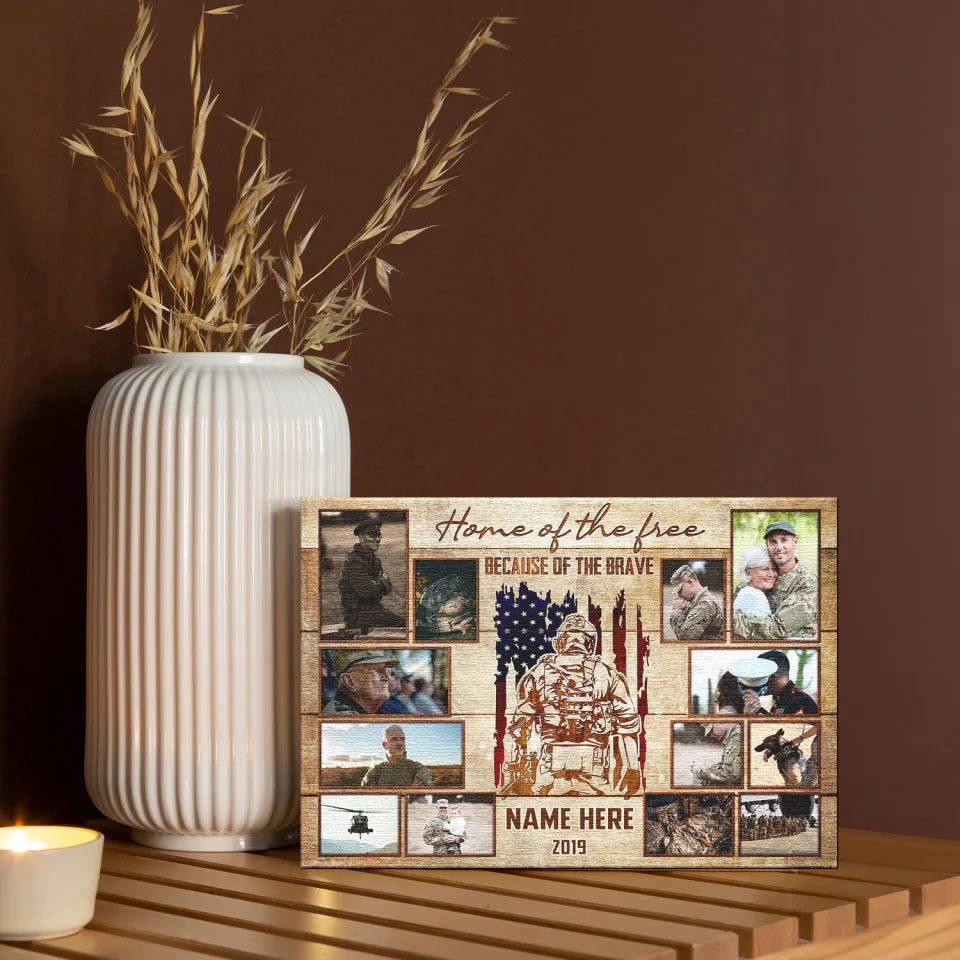 Personalized Photo Canvas Prints, Custom Photos, Gift For Veterans, Army Soldiers, Dad Or Grandpa Memorial Gifts, Father's Day Canvas