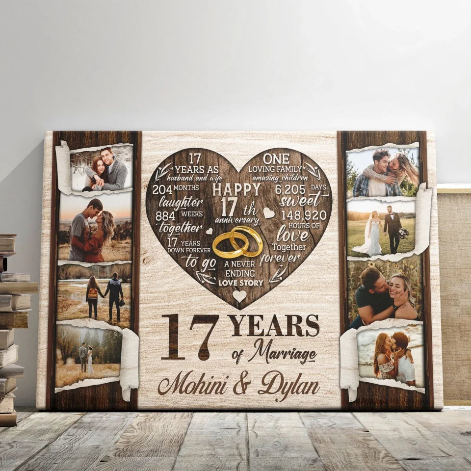 Personalized Canvas Prints, Custom Photo, Gifts For Couples, 17th Anniversary Gifts For Husband and Wife, 17 Years Of Marriage Dem Canvas