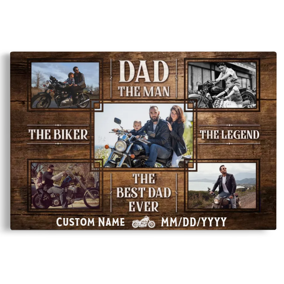 Personalized Canvas Prints, Custom Photo, Gifts for Dad, Father's Day Gifts, Gift For Bikers, Motorcycle Lover The Legend Dem Canvas