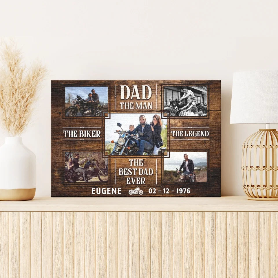 Personalized Canvas Prints, Custom Photo, Gifts for Dad, Father's Day Gifts, Gift For Bikers, Motorcycle Lover The Legend Dem Canvas