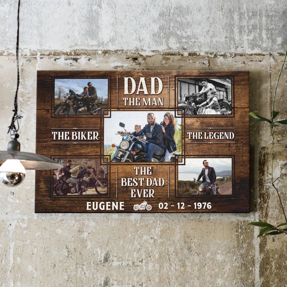 Personalized Canvas Prints, Custom Photo, Gifts for Dad, Father's Day Gifts, Gift For Bikers, Motorcycle Lover The Legend Dem Canvas