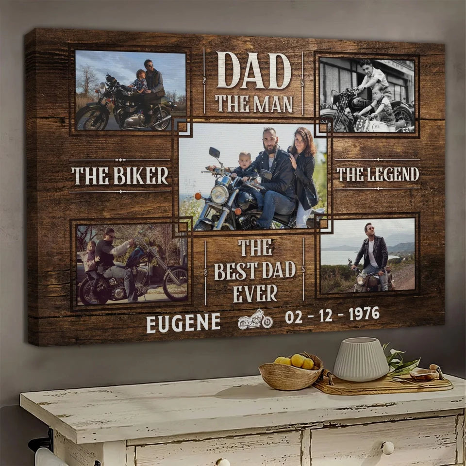 Personalized Canvas Prints, Custom Photo, Gifts for Dad, Father's Day Gifts, Gift For Bikers, Motorcycle Lover The Legend Dem Canvas