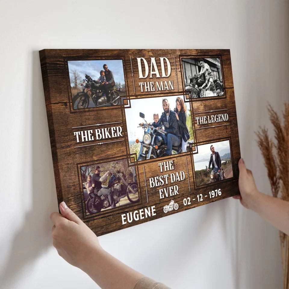 Personalized Canvas Prints, Custom Photo, Gifts for Dad, Father's Day Gifts, Gift For Bikers, Motorcycle Lover The Legend Dem Canvas