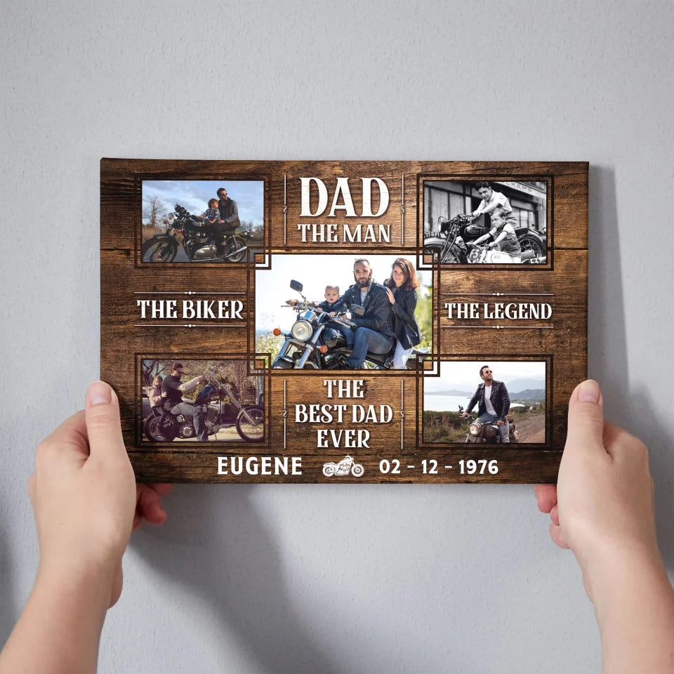 Personalized Canvas Prints, Custom Photo, Gifts for Dad, Father's Day Gifts, Gift For Bikers, Motorcycle Lover The Legend Dem Canvas