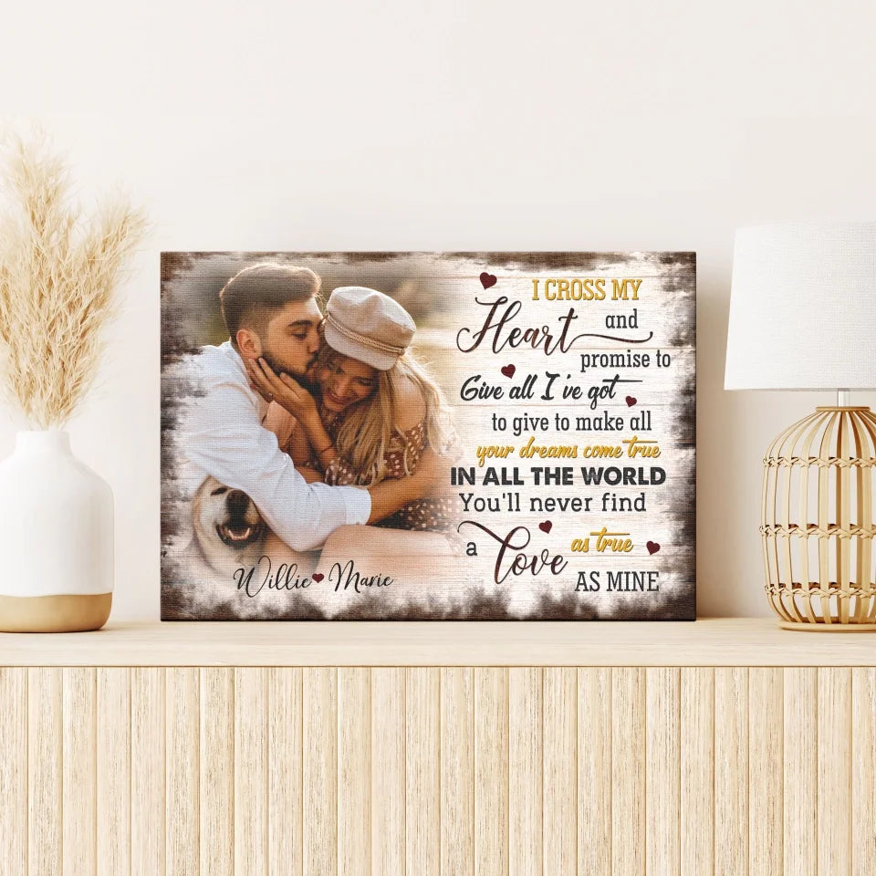 Personalized Canvas Prints, Custom Photo, Anniversary Gifts, Couple Gifts, Anniversary Gifts, I Cross My Heart Dem Canvas