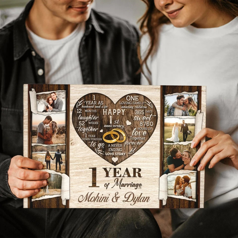 Personalized Canvas Prints, Custom Photo, Gifts For Couples, 1st Anniversary Gifts For Husband and Wife, 1 Year Of Marriage Dem Canvas