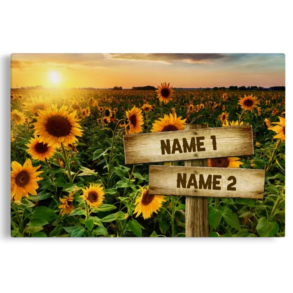 Personalized Canvas Prints Family Street Sign Custom Multi-Name Street Sign Gifts For Anniversary Sunflower Field Color Dem canvas