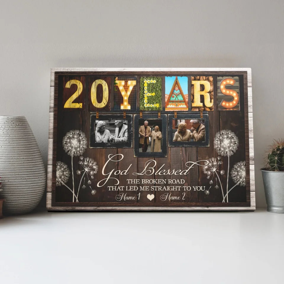 20-Year Anniversary Gift - Personalized Canvas Prints - 20th Wedding Anniversary Gifts, Custom Photo, All Of Me Loves All Of You