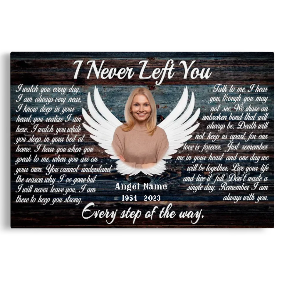 Personalized Canvas Prints, Custom Photo, Memorial Gifts, Sympathy Gifts, Angel Wings I Never Left You Love Dem Canvas