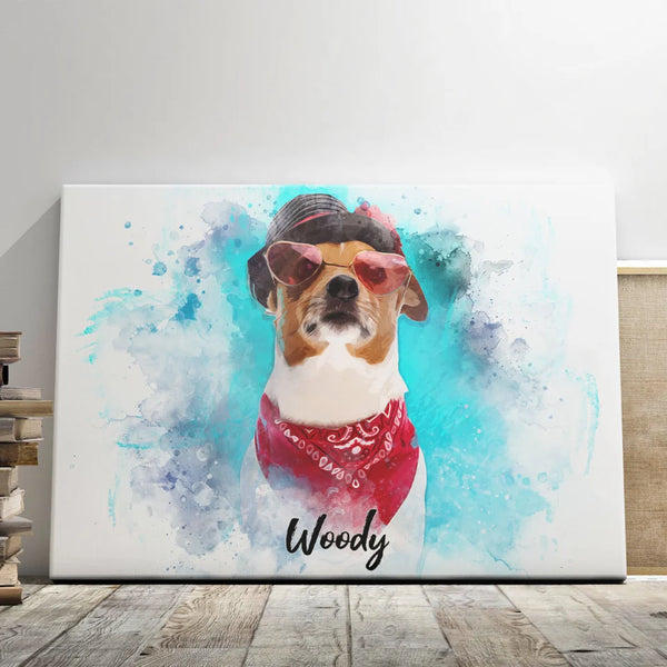 Personalized Canvas Prints Custom Watercolor Pet Portrait, Watercolor Dog Portrait Painting of Dog, Painting from Photo, Pet Memorial Dem Canvas