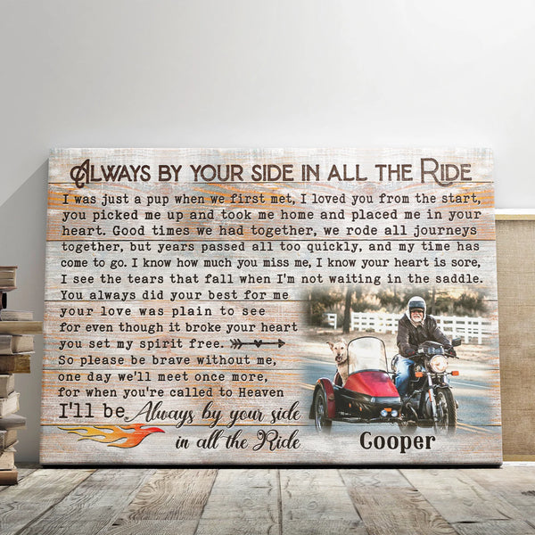 Dog Memorial Personalized Canvas Prints - Custom Photo & Text - 5 Sizes - Best Friends On The Road, Side By Side Forever - Dem Canvas