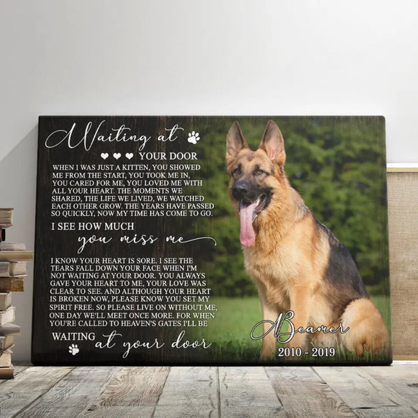 Dog Memorial Personalized Canvas Prints - Custom Photo & Text - 5 Sizes - Pet Memorial Canvas, Waiting At The Door - Dem Canvas