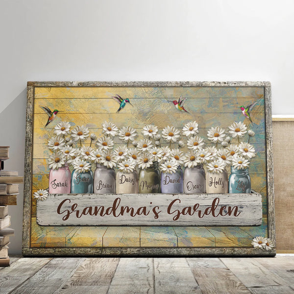 Grandma Personalized Canvas Prints - Custom Text - 5 Sizes -  Daisy Garden Canvas, Grandma Flower Canvas - Dem Canvas