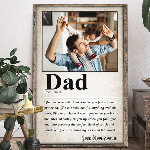 Dad Personalized Canvas Prints - Custom Photo & Text - 5 Sizes - Father's Day Gift, Gift for Dad, Father Definition - Dem Canvas