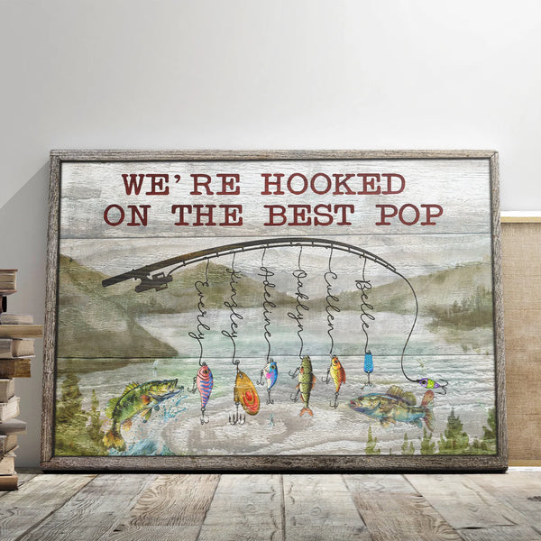Father Personalized Canvas Prints - Custom Text - 5 Sizes - Father's Day Gifts, Fishing Gifts, We Are Hooked On Daddy - Dem Canvas