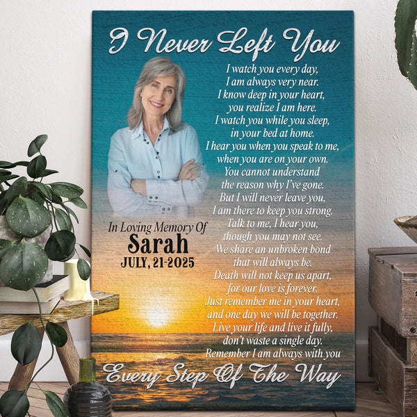 Memorial Personalized Canvas Prints - Custom Photo & Text - 5 Sizes - I Never Left You, Memorial Gift, Canvas Memorial - Dem Canvas