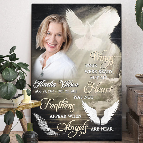 Memorial Personalized Canvas Prints - Custom Photo & Text - 5 Sizes - Sympathy Gift, Your Wings Were Ready, But My Heart Was Not - Dem Canvas