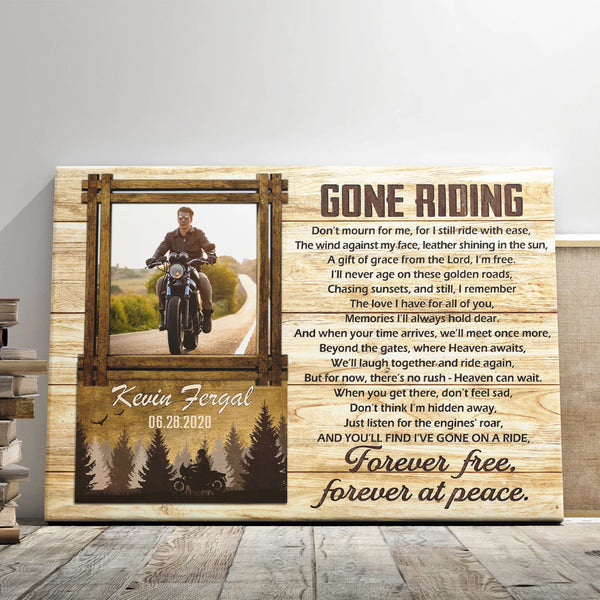 Memorial Canvas Prints - Personalized Canvas Prints - Gone Riding Memorial Photo Canvas, Celebration Of Life Poem For Motorcyclist