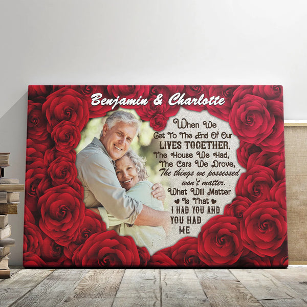Couple Personalized Canvas - Custom Photo & Text - 5 Sizes - Anniversary Gift, Couple Gift, When We Get To The End Of Our Lives Together - Dem Canvas
