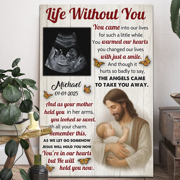 Memorial Personalized Canvas Prints - Custom Photo & Text - 5 Sizes -  Remembrance Gift, Loss Baby, Life Without You - Dem Canvas