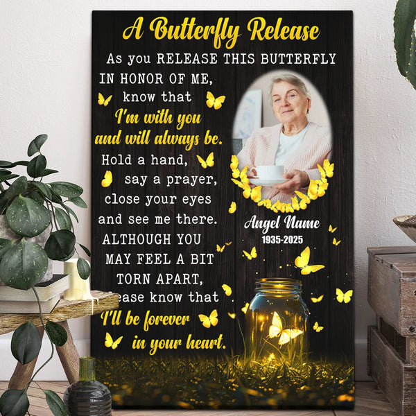 Grandma Memorial Personalized Canvas Prints - Custom Photo & Text - 5 Sizes - Remembrance Gift, Sympathy Gift, A Butterfly Release Canvas - Dem Canvas