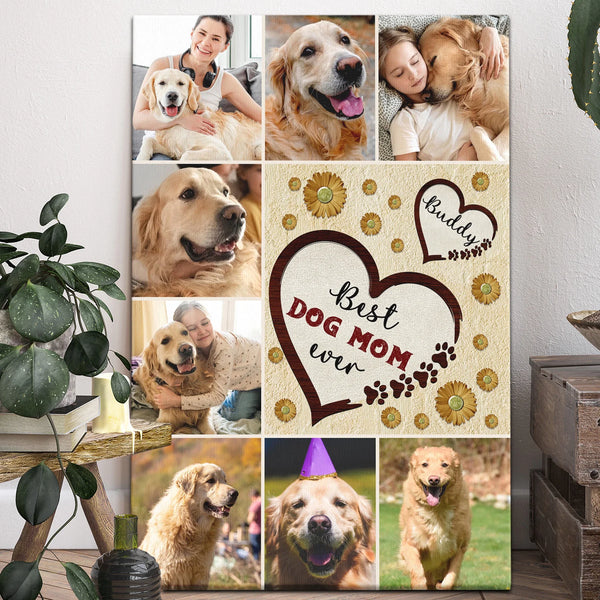 Pet Personalized Canvas Prints - Custom Photo & Text - 5 Sizes - Pet Gift, Best Dog Mom Ever - Dem Canvas